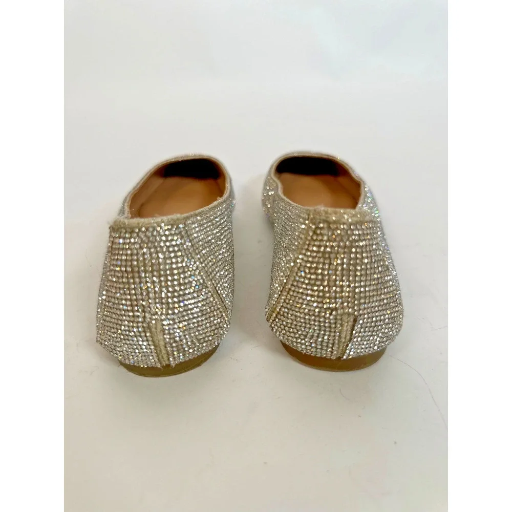 INC Silver Rhinestone Ballet Flats Size 10 Sparkle Slip-On